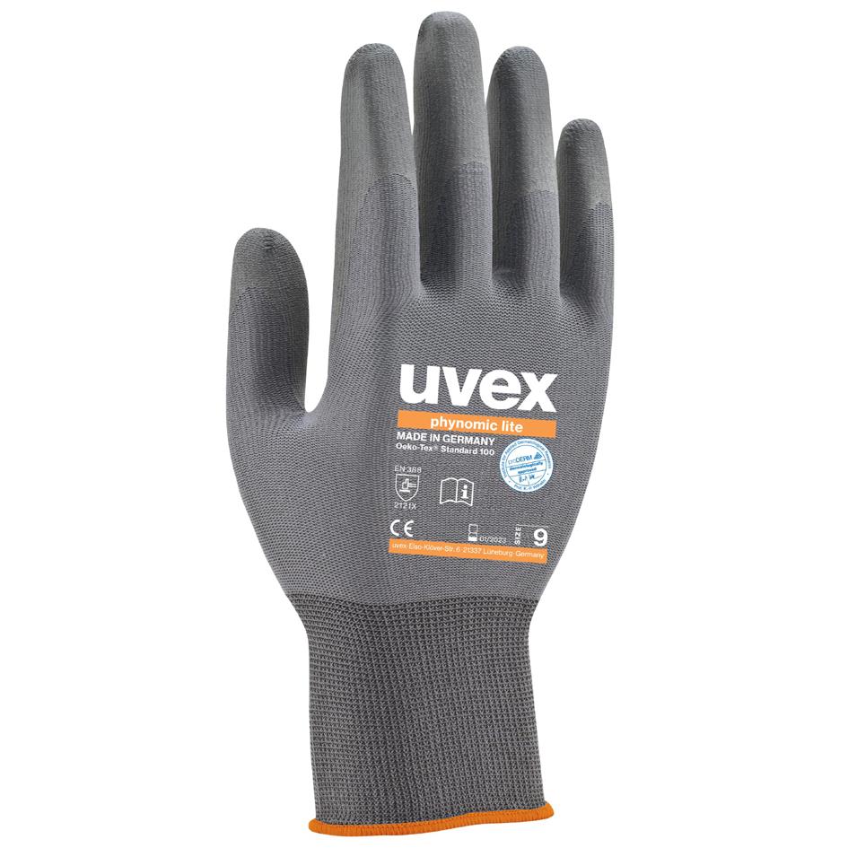 uvex Gants de travail phynomic lite, T. 09, gris
