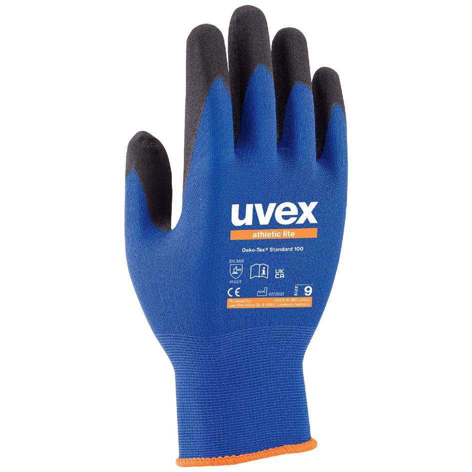 uvex Gants de travail athletic lite, bleu/anthracite, T. 8