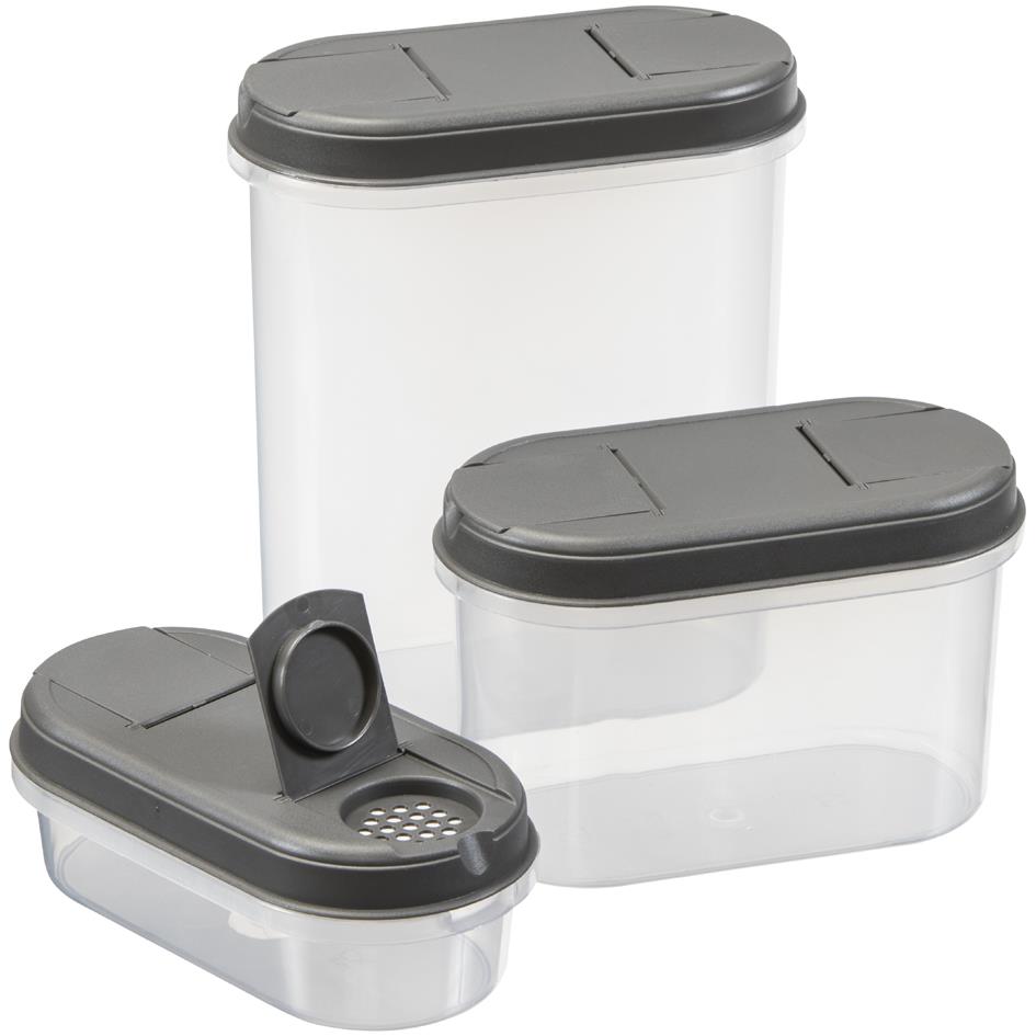 plast team Bote de conservation Margerit, set de 3, gris