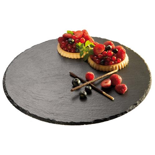 APS Plat  tarte en ardoise naturelle, rond, anthracite