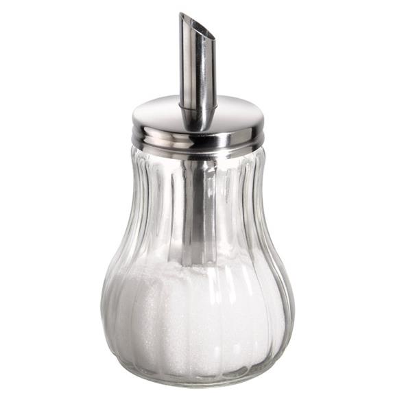 APS Sucrier, avec tube doseur, acier inoxydable/verre