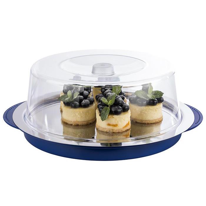 APS Set de plateau rfrigrant, rond, bleu/transparent