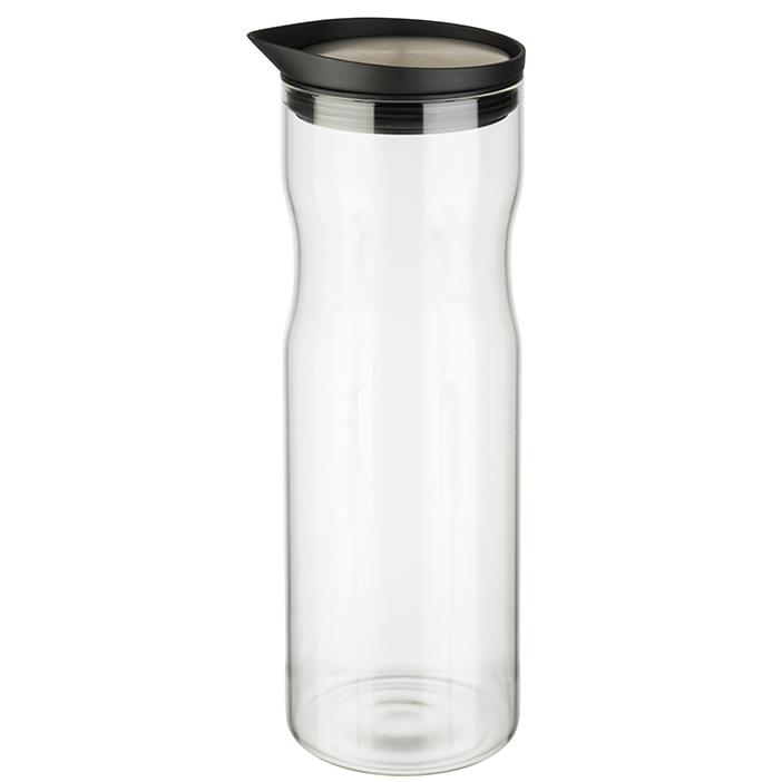 APS Carafe en verre avec couvercle, 1,2 litre, verre/inox