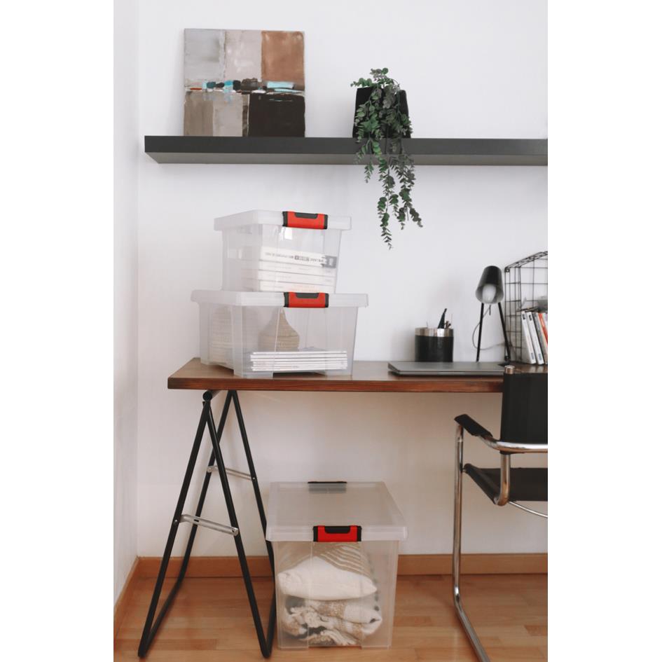 EDA Bote de rangement CLiPSTOCK, 30 litres, PP, transparent