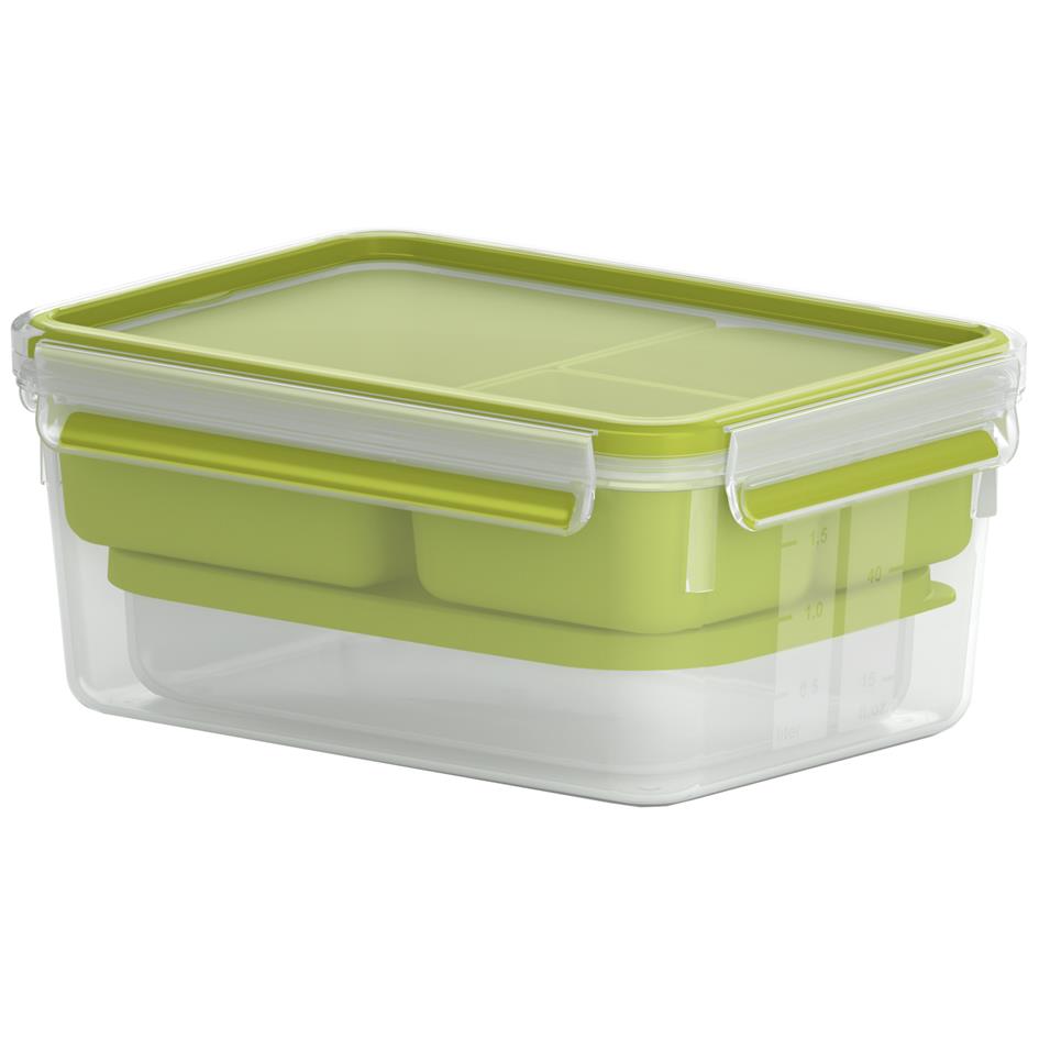 emsa Bote repas XL CLIP & GO, 2,3 litres, transparent/vert