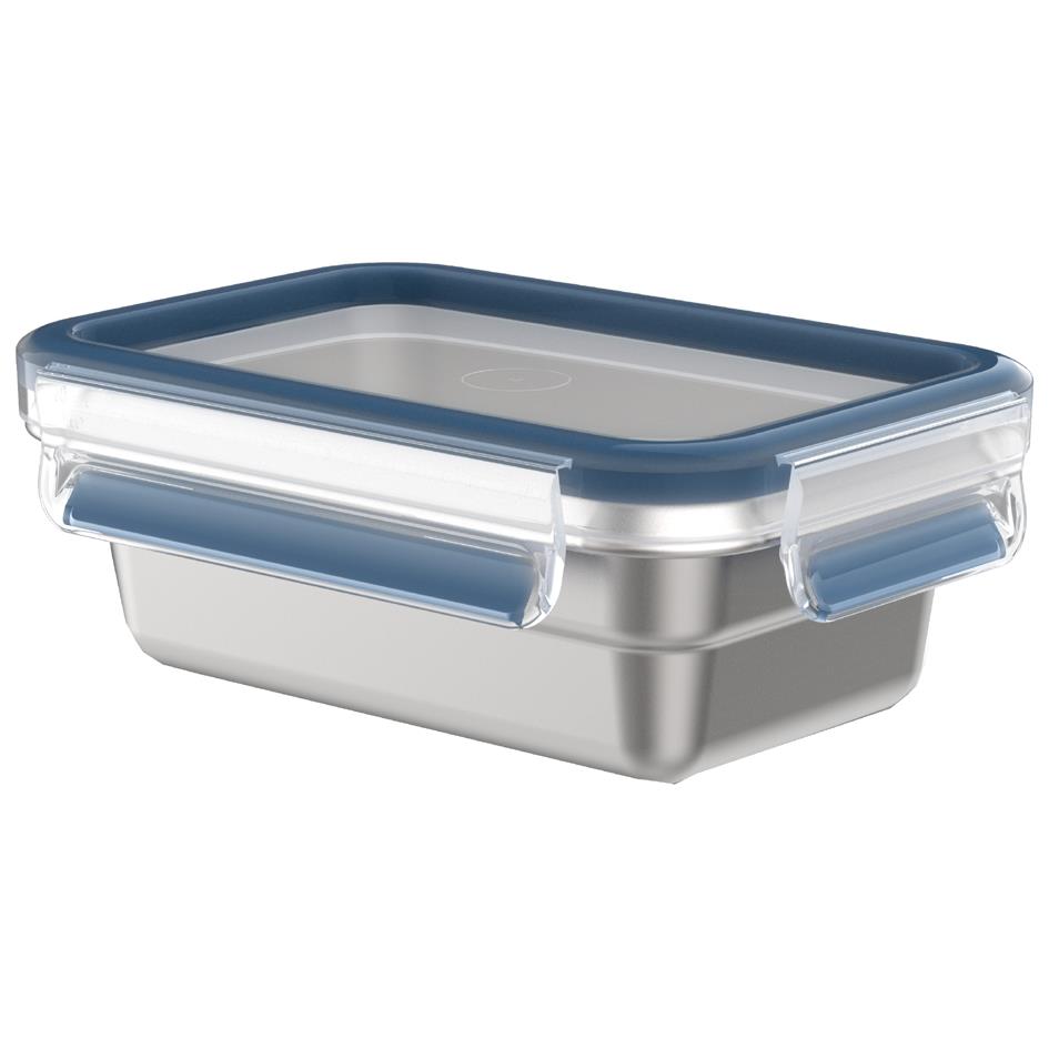 emsa Bote de conservation CLIP & CLOSE STEEL, 0,8 L, bleu
