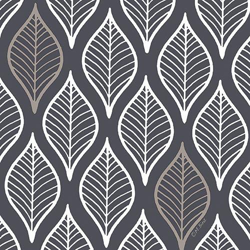 PAPSTAR Serviette  motif 'Leafy', 330 x 330 mm, gris fonc