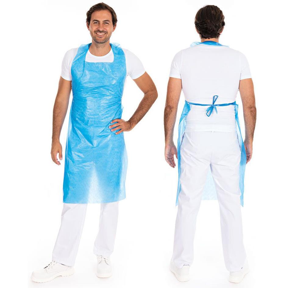 HYGONORM Tablier LDPE usage unique, bouchard, bleu