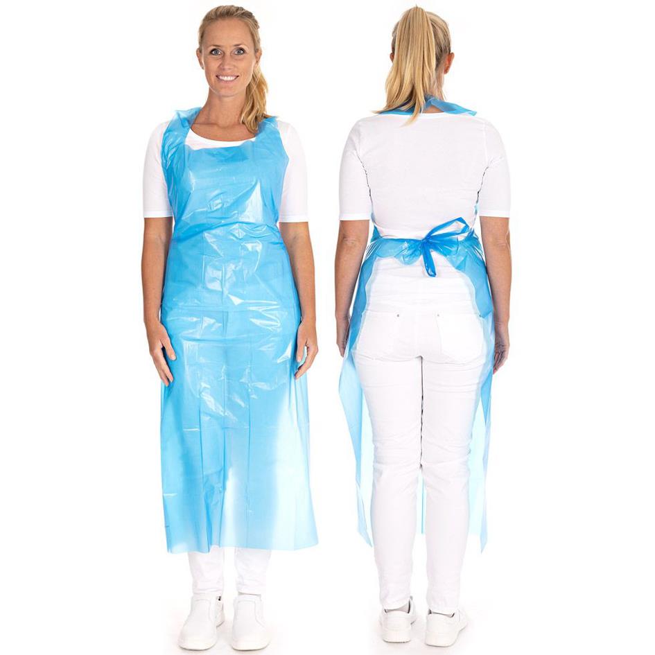 HYGONORM Tablier jetable LDPE, 33 my, gaufr, bleu