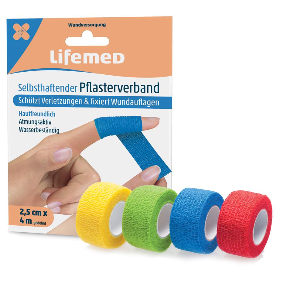Lifemed Bande cohsive, auto-adhsive, assorti