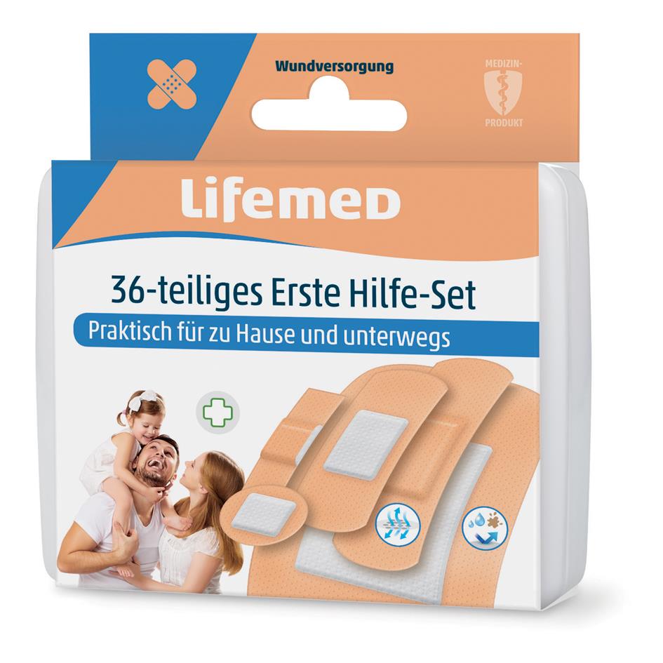 Lifemed Kit de pansements de premiers secours, 36 pices