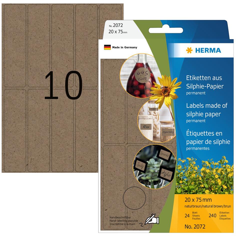 HERMA tiquette polyvalente silphie, 20x75 mm, brun naturel