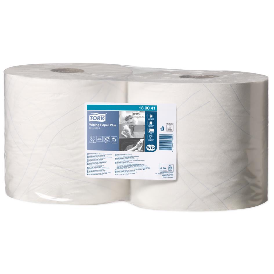 TORK Rouleau de papier nettoyant multi-usage, 2 plis, blanc