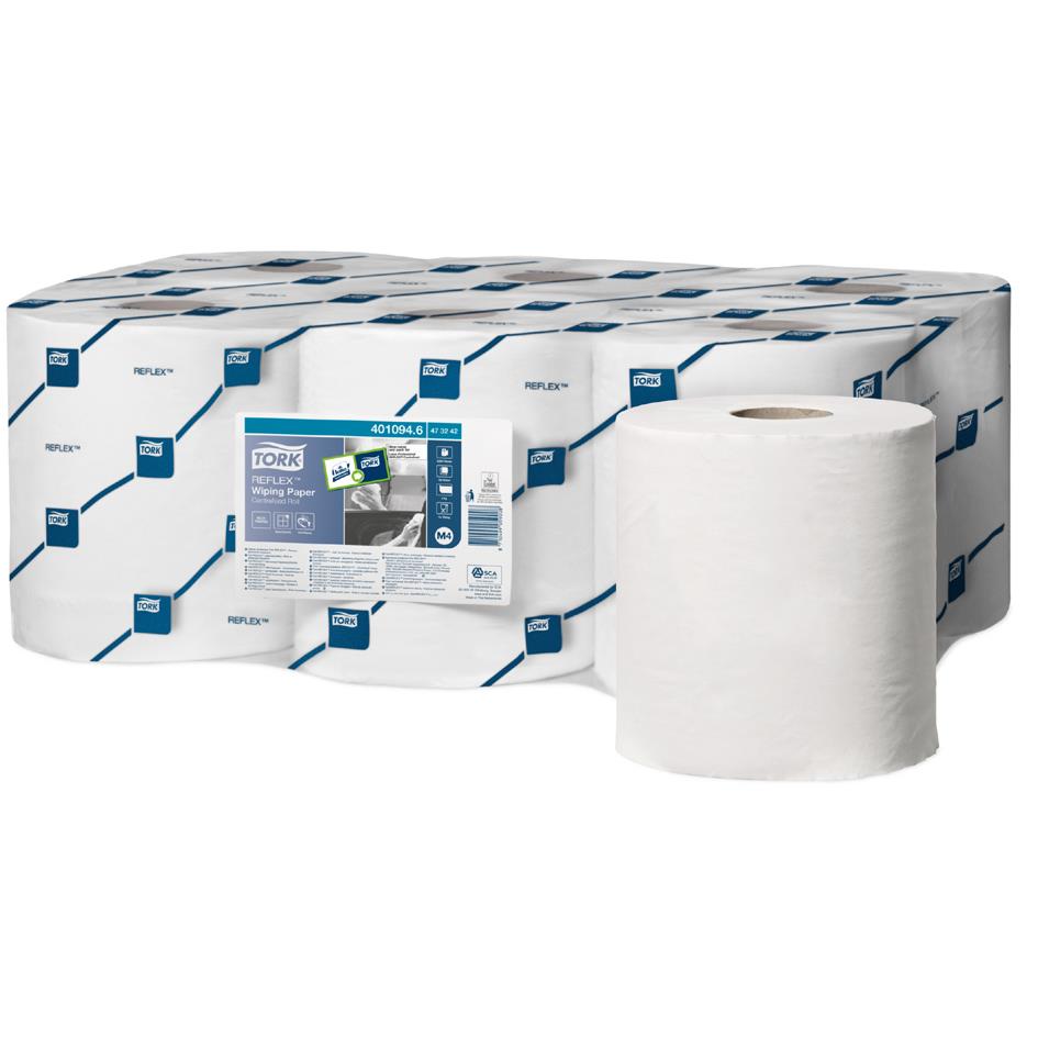 TORK Reflex Rouleau chiffons de nettoyage multi-usage, blanc