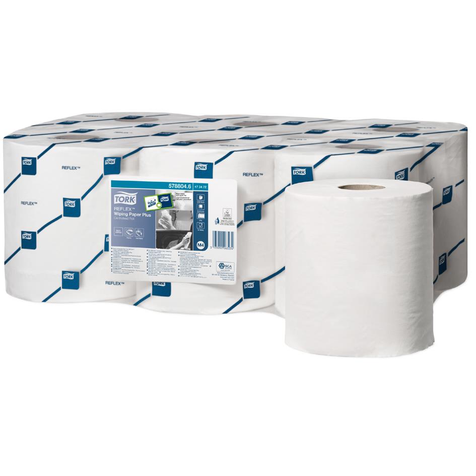 TORK Reflex Rouleau chiffons de nettoyage multi-usage, blanc