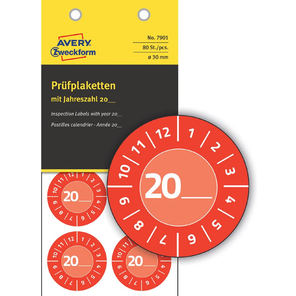 AVERY Zweckform Plaquette de contrle, 20xx  inscrire,rouge