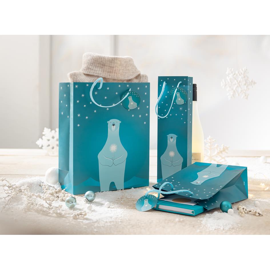 sigel Sac cadeau de Nol 'Polar bear with candle', grand