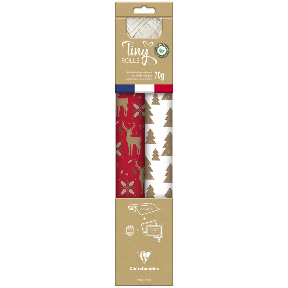 Clairefontaine Set de papiers cadeau de Nol 'Tiny Rolls'