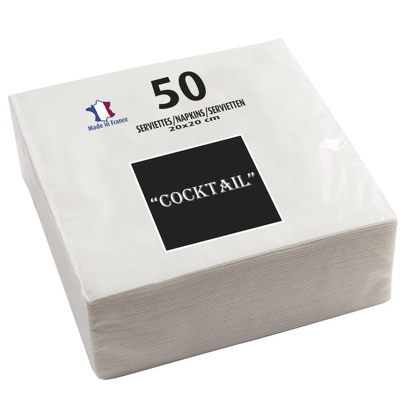 PROnappe Serviette cocktail, 200 x 200 mm, blanc