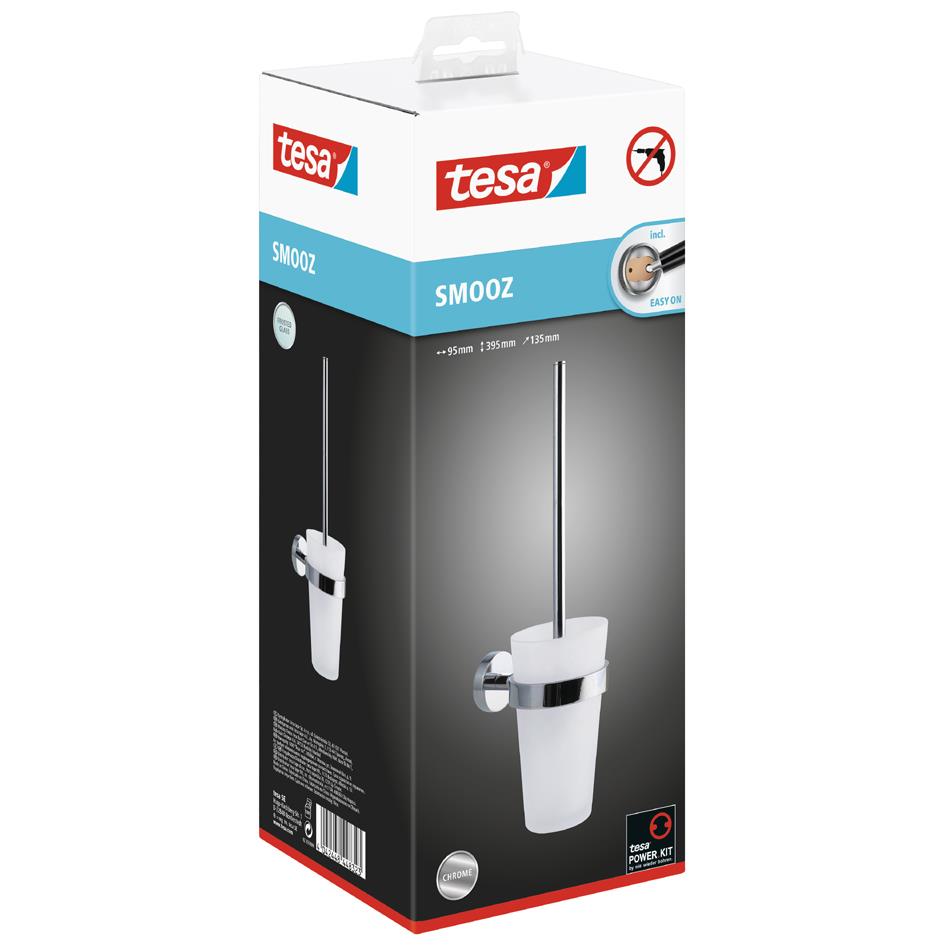 tesa Ensemble pour WC SMOOZ, chrom, avec colle de fixation