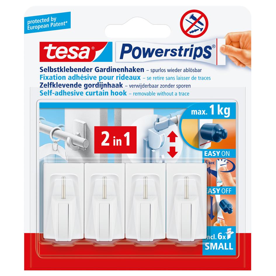 tesa Powerstrips Fixation adhsive pour rideaux Vario, blanc