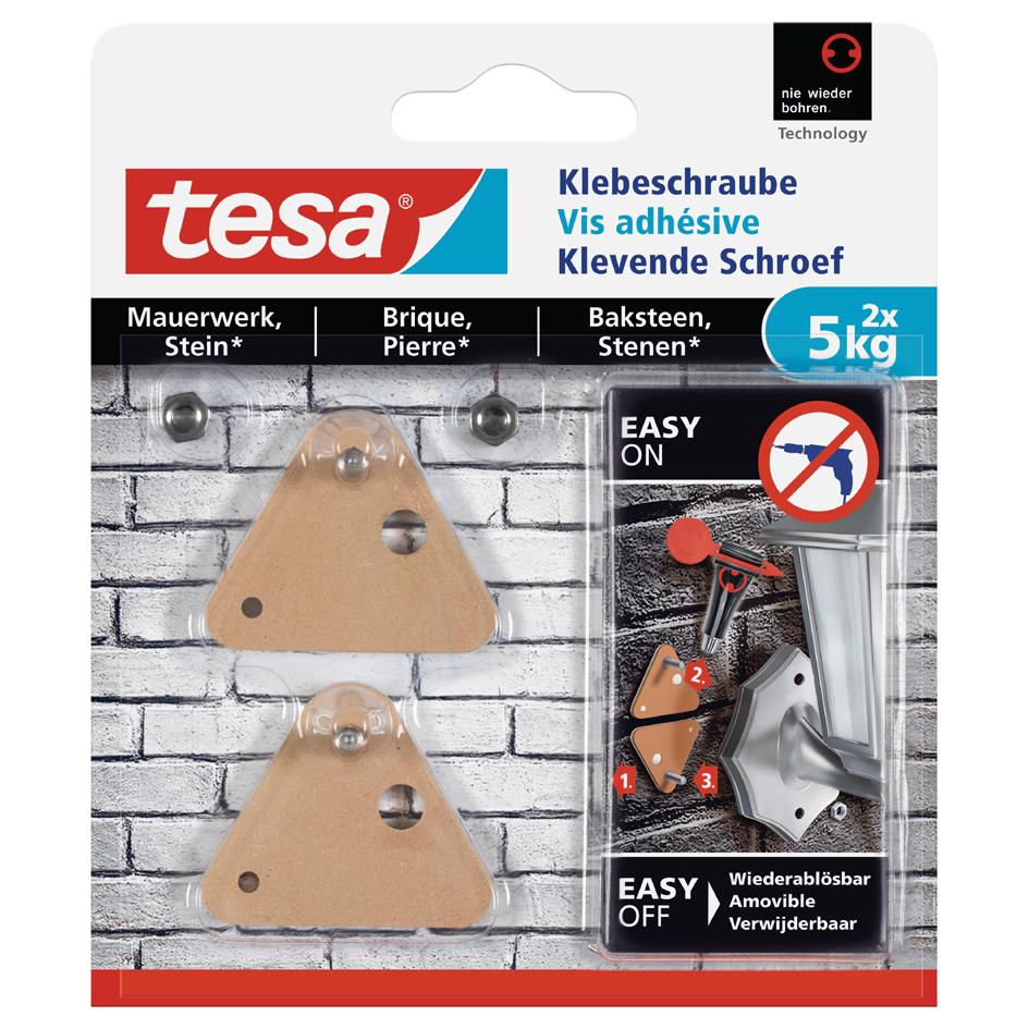 tesa Vis adhsive pour brique, triangulaire, 5,0 kg
