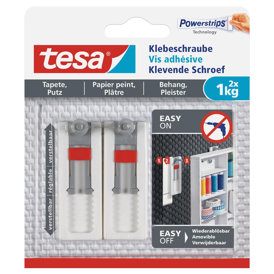 tesa Powerstrips Vis adhsive pour papier peint/pltre,