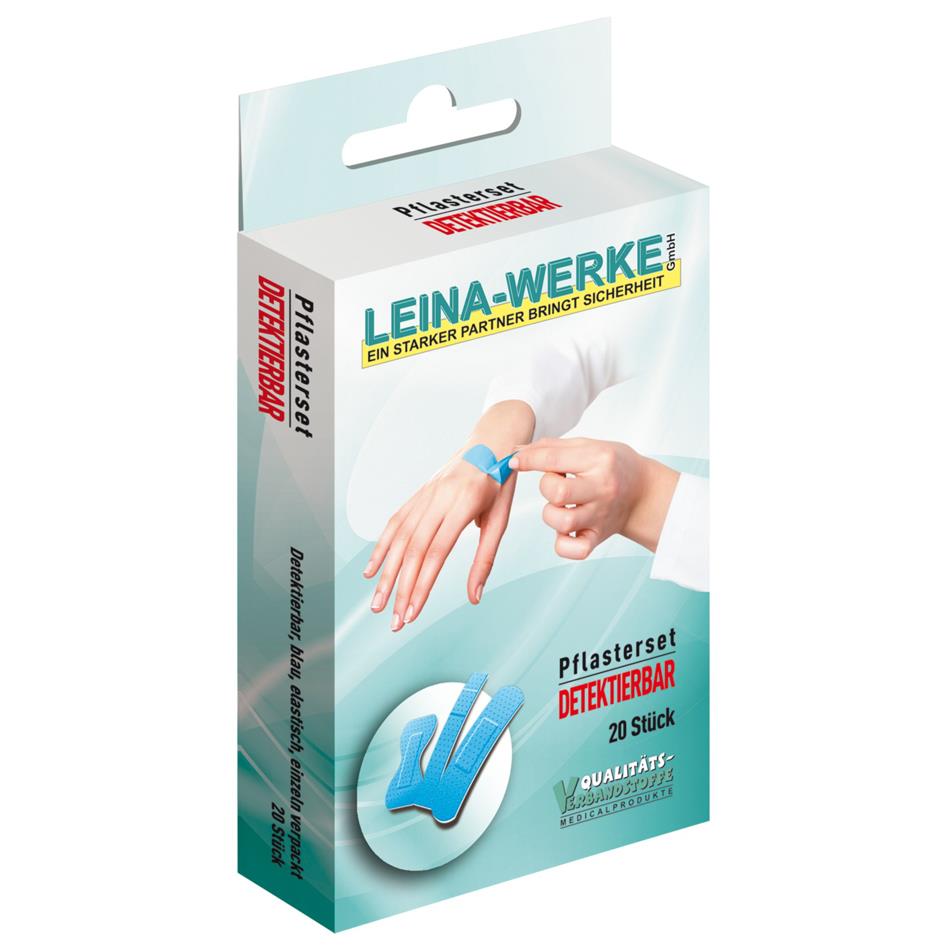 LEINA Kit de sparadraps 'Dtectable', 20 pices, bleu