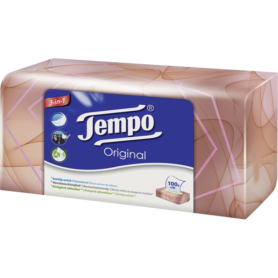 Tempo Mouchoirs Original, 4 couches, blanc, bote de 100