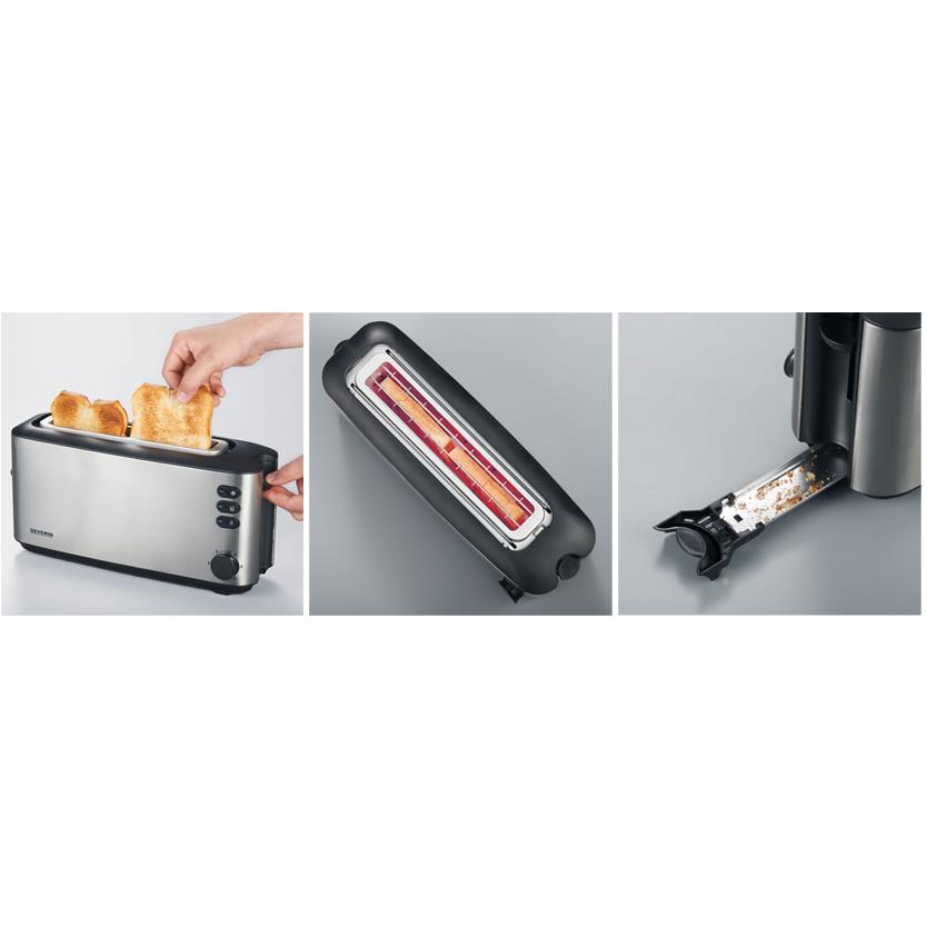 SEVERIN Grille-pain  fente longue AT 2515, inox / noir