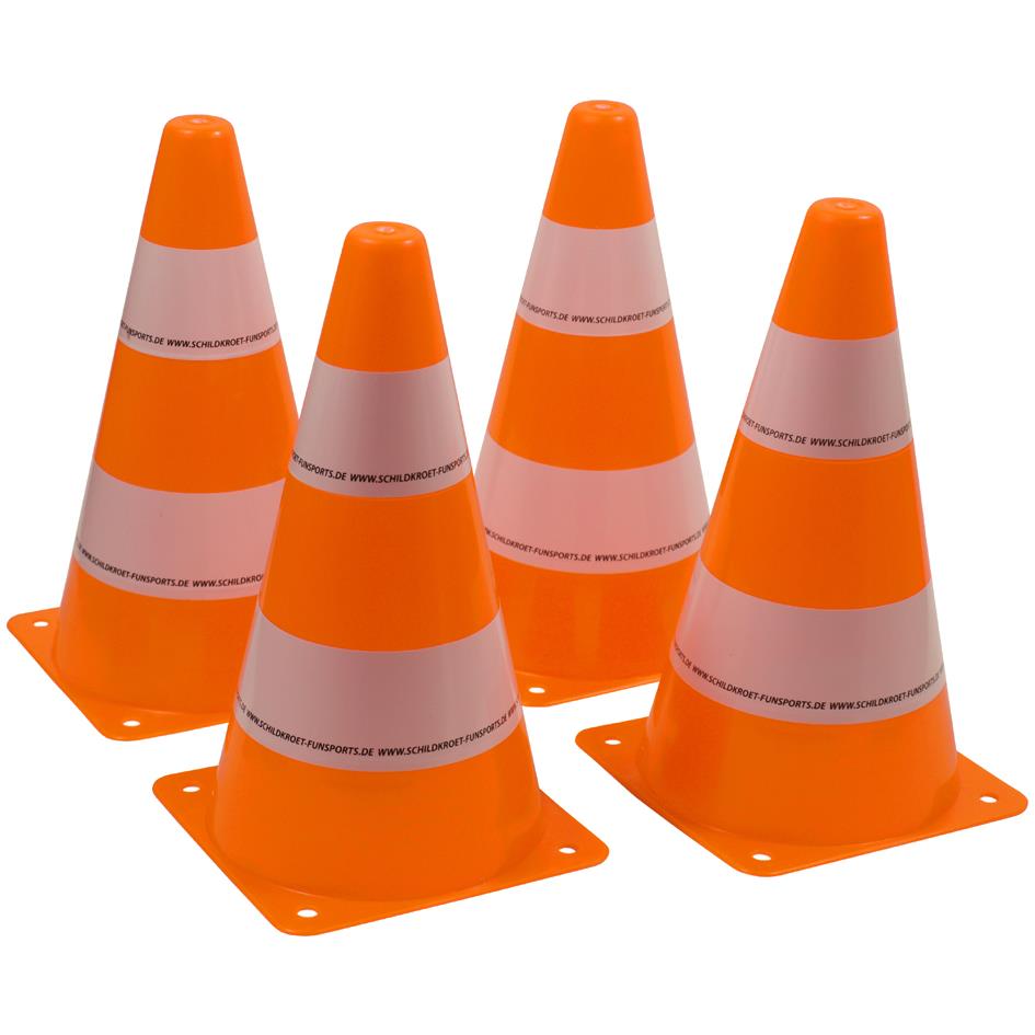 SCHILDKRoT Cnes de signalisation, set de 4, orange / blanc